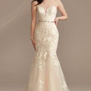 Oleg Cassini Wedding Dress with Veil and Jewel Belt